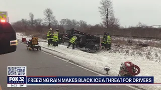 Freezing drizzle made roads dangerous across Chicago area Saturday night