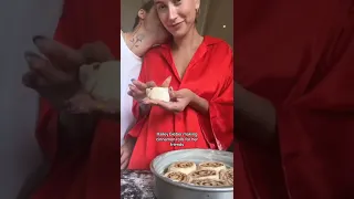 Hailey Bieber Making Cinnamon Rolls For Her Best Friends #shorts #haileybieber #KendallJenner