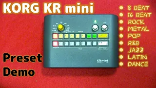 KORG KR mini - Preset Demo / TEST (No Talking) || Affordable Rhythm / Drum Machine
