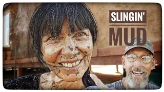 Slingin' Mud • How We Plaster Our Off-Grid Straw Bale House!