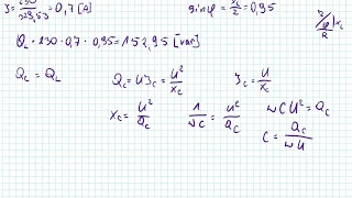 Kompensacja mocy biernej w obwodach RL. Zadanie dotyczące obliczenia wartości kondensatora