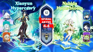 C0 Xianyun Main DPS/Hypercarry & C0 Nahida Hyperbloom - Genshin Impact Spiral Abyss 4.4