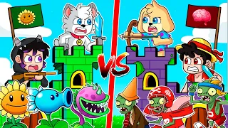 CASTILLO de PLANTAS vs ZOMBIES 🌻🧟‍♂️🏰 MINECRAFT con SOYDANY y FRANCISCOGAMES