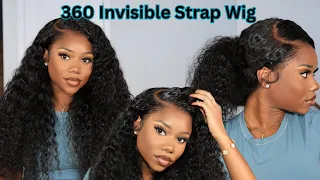 Glueless Invisi Straps 360 Lace Frontal Curly Wig Installation Tutorial | Ashimary | Chev B.