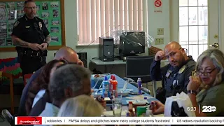 Cal City police officers visit seniors at Desert Jade