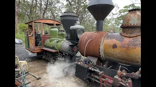 "Fairymead", 2 foot gauge Baldwin ex cane loco, built in 1889, reassembly and steaming.