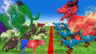 Giant Tiger Attacks Cow Cartoon Elephant Kong vs T-Rex Fight Woolly Mammoth vs Woolly Rhino Tiger #1