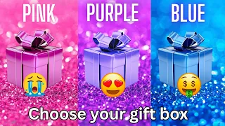 Choose your gift 🎁💝🤮|| 3 gift box challenge Pink, Purple & Blue #giftboxchallenge #chooseyourgift