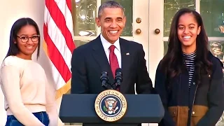 Obama Jokes With Daughters...And A Turkey