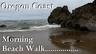 Central Pacific Coast morning beach walk. Lincoln City Oregon Lincoln Beach relaxing sand walk chill