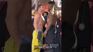 Canelo STEPS to Jermell Charlo in INTENSE final face off at weigh in!