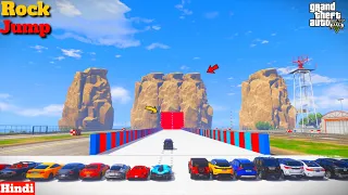 Modified Indian Cars Vs Super Cars Giant Rock Jump Challenge GTA 5