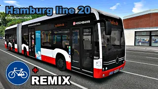 Hamburg with a remix of Cyclists and Scooters | OMSI 2 | + line 20 shorts • Articulated Electric Bus