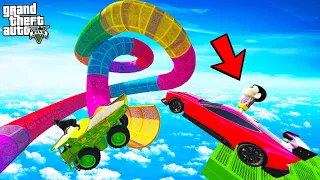 FRANKLIN TRIED IMPOSSIBLE ULTRA MEGA RAMP PARKOUR JUMP CHALLENGE IN GTA 5 | SHINCHAN and CHOP