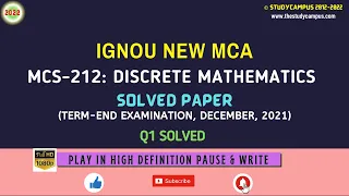 MCS-212 Solved Question Paper | Discrete Mathematics | TEE D2021 IGNOU | Q1 Cut & Dead