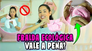 USAMOS FRALDA ECOLÓGICA POR UM DIA NA BEBÊ | ELA FEZ 💩 NA FRALDA | FUNCIONA OU DECEPCIONA