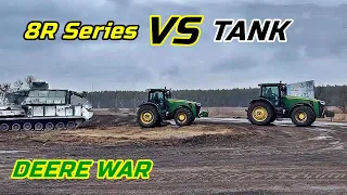 Two 8400R John Deere [1080p] stealing a 34 tonnes Tank from Russians in Ukraine #Ukraine_War #short