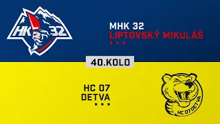 40.kolo MHK 32 Liptovský Mikuláš - HC 07 Detva HIGHLIGHTS