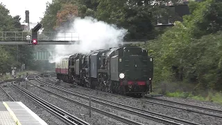 (HD) 34046 Braunton, 60163 Tornado & 70000 Britannia triple head through Kensington Olympia Oct 13