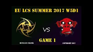 NIP vs MM Highlights Game 1 EU LCS SUMMER 2017 Ninjas in Pyjamas vs Mysterious Monkeys