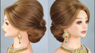 Bridal Hairstyle, Indian Bridal Updo, Indian Wedding Hairstyle, Wedding Hair Updo Tutorial