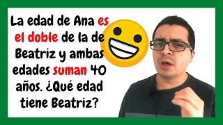 ⚡Problemas de ECUACIONES de primer grado⚡ [PROBLEMAS SOBRE EDADES] Nivel principiante 🐣 EJEMPLO 2