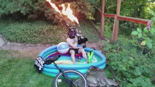 Darth Vader Plays Flaming Bagpipes While Chilling in His Kiddie Pool