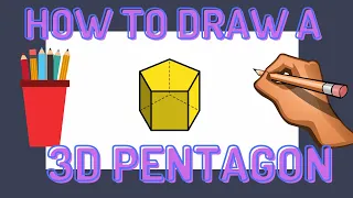 How to draw a 3D pentagon step by step