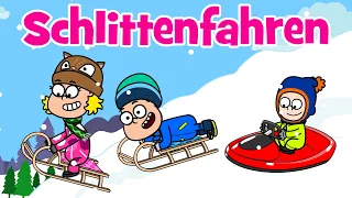 ♪♪ Kinderlied Winter Familie – Schlittenfahren | Hurra Kinderlieder | Winterlied