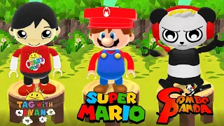 Tag with Ryan Kaji vs Super Mario vs Combo Panda - Run Gameplay