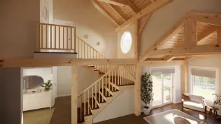 3D CINEMATIC ANIMATION / TIMBER FRAME HOUSE IN NEW ENGLAND USA