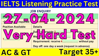 VERY HARD IELTS LISTENING PRACTICE TEST FOR 27 APRIL 2024 WITH ANSWERS 🔴 IELTS PREDICTION 🔴 BC & IDP