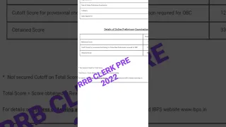 🔥My RRB Clerk Pre Scorecard 2022 😢 #normalization #rrbclerk #scorecard #Shorts  #bankpo #result