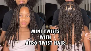 Fluffy Mini Twists On Natural Hair With Added Afro Twist Extension | Feed In Method