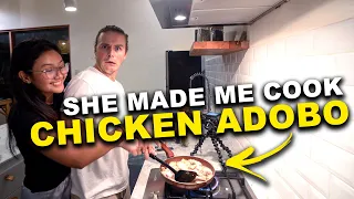 My FIRST TIME cooking CHICKEN ADOBO! (She got impressed)