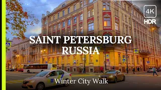 🔥 Beautiful Russia Freezes in Winter 🔥 Peeking at Russians, Walking Tour of Saint Petersburg 4K HDR