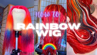 HOW TO DYE A RAINBOW WIG🌈 WATERCOLOR METHOD