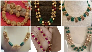 pretty emerald beads necklace designs//necklace studded with emerald stones.