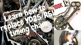 Step by step on How to Replace Timing Chain kit in Nissan Navara D40  / R51 (YD25 Engine)