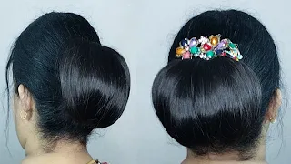Only Rubber band ! easy bun hairstyles for everyday ! quick bun for long hair ! self hairstyle 👌