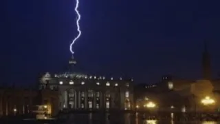 Bolt from the blue: Lightning strikes St Peter's Basilica in Rome after Pope's resignation