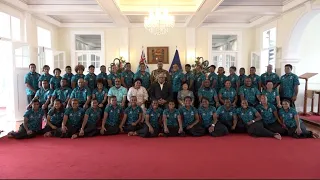 i-Tatau presentation from the Fijiana XVs team to the World Rugby WXV Competition in Dubai