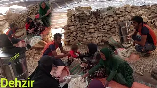 Nomadic family's effort to collect local oil curd production from their sheep