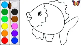 How to draw a FISH / cartoon coloring FISH for children / Coloring for Kids