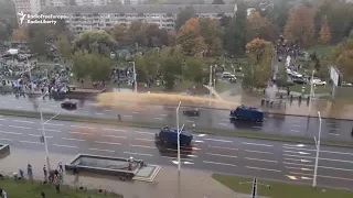 Belarusian Protesters Brave Water Cannons
