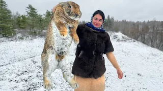 Huge Rabbit Cooked according to a Special Recipe for a Delicious Dinner!