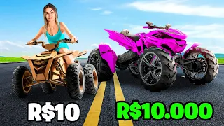 QUADRICICLO DE R$ 10 VS R$ 100 VS R$ 1000 !!!