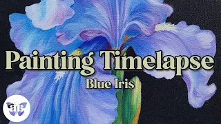 "How to Paint a Blue Iris" Acrylic Painting Time-Lapse