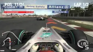 F1 2010 (PC) - Catalunya Spain circuit - Team Mercedes / Schumacher formula car