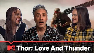 Thor: Love and Thunder cast on NAKED Chris Hemsworth, Russell Crowe's Zeus & more! | MTV Movies